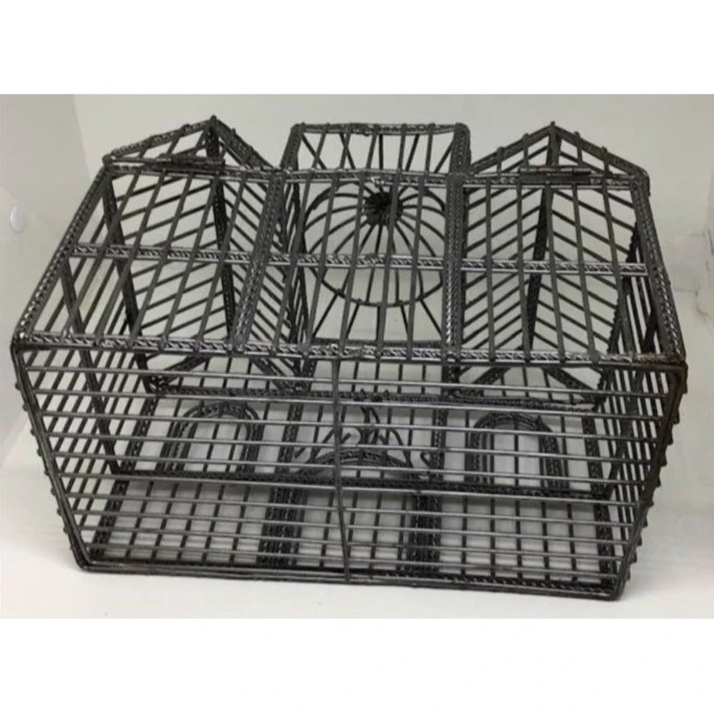 Ornate Gray Decorative Metal Birdcage Centerpiece